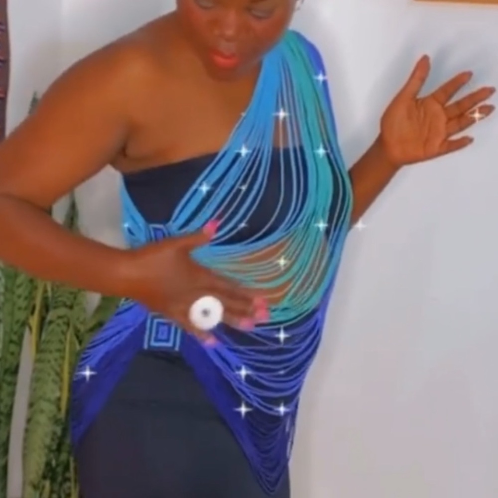 Beaded Multi way body necklace blue